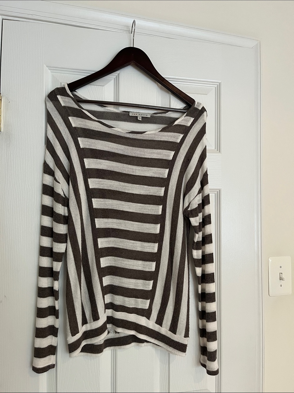 Red Haute Brown and Cream Striped Lightweight Sweater